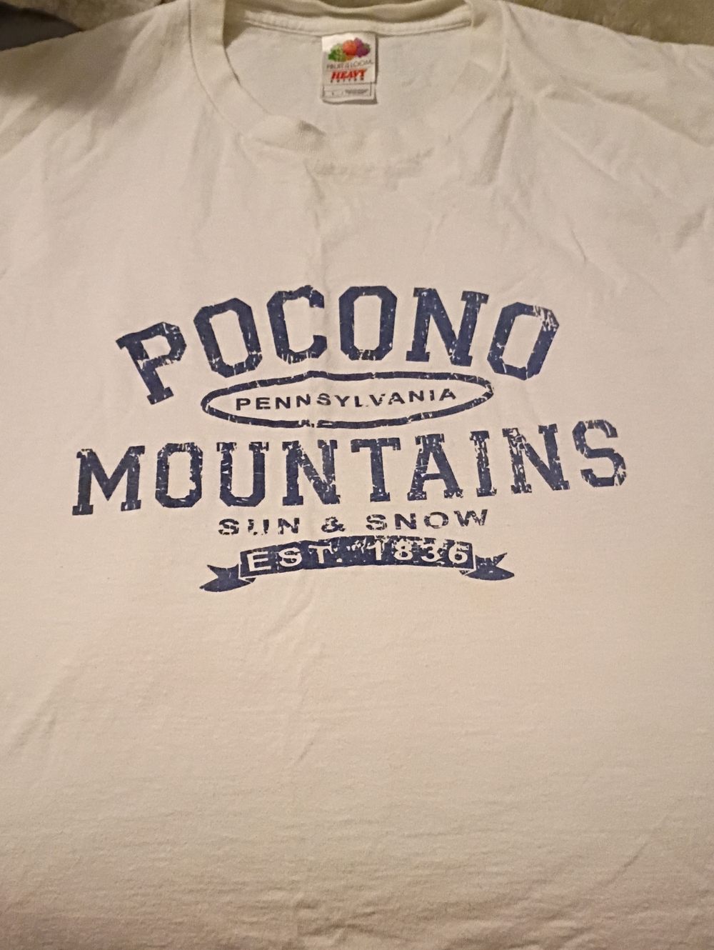 Fruit of the Loom White "Pocono Mountains" Graphic Tee